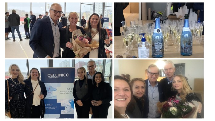På fotona med Cellinks anställda finns GU Ventures kommunikatör Melisha Linnell, Tore Sveälv och Anders Waas, båda affärsutvecklare, samt Klementina Österberg.